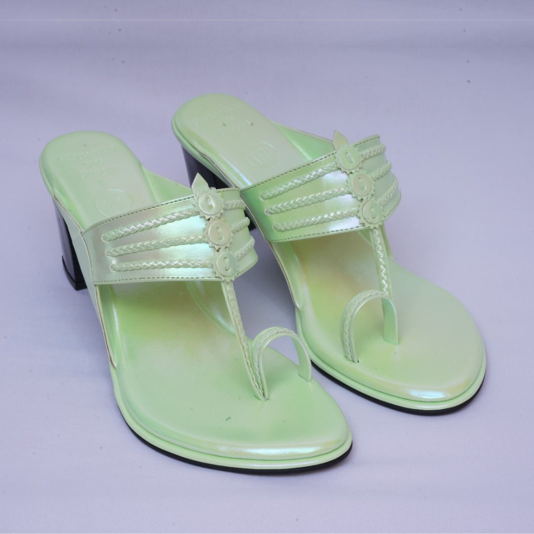 Glossy Green Holographic Kolhapuri