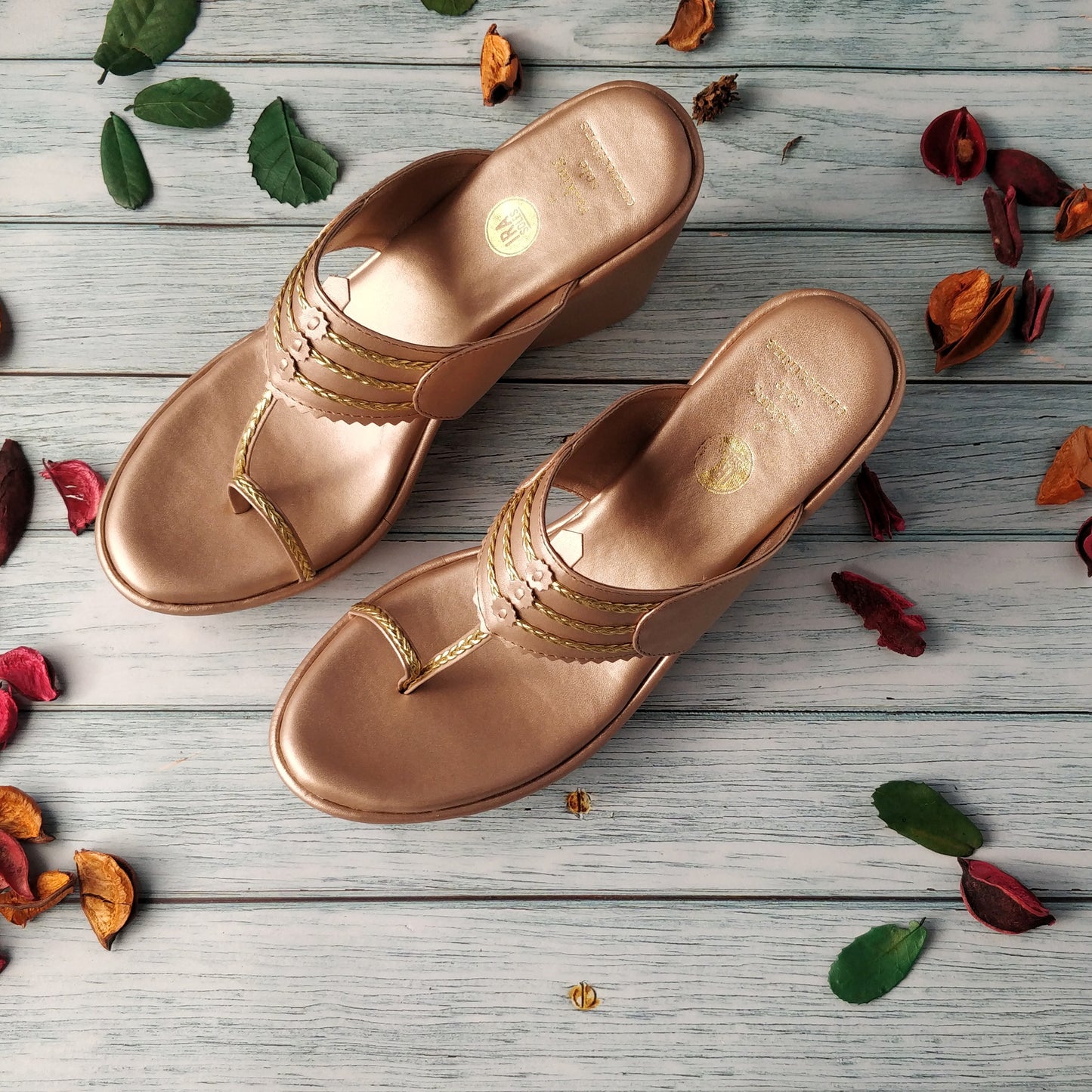 Constellation Rose Gold Kolhapuri Wedges