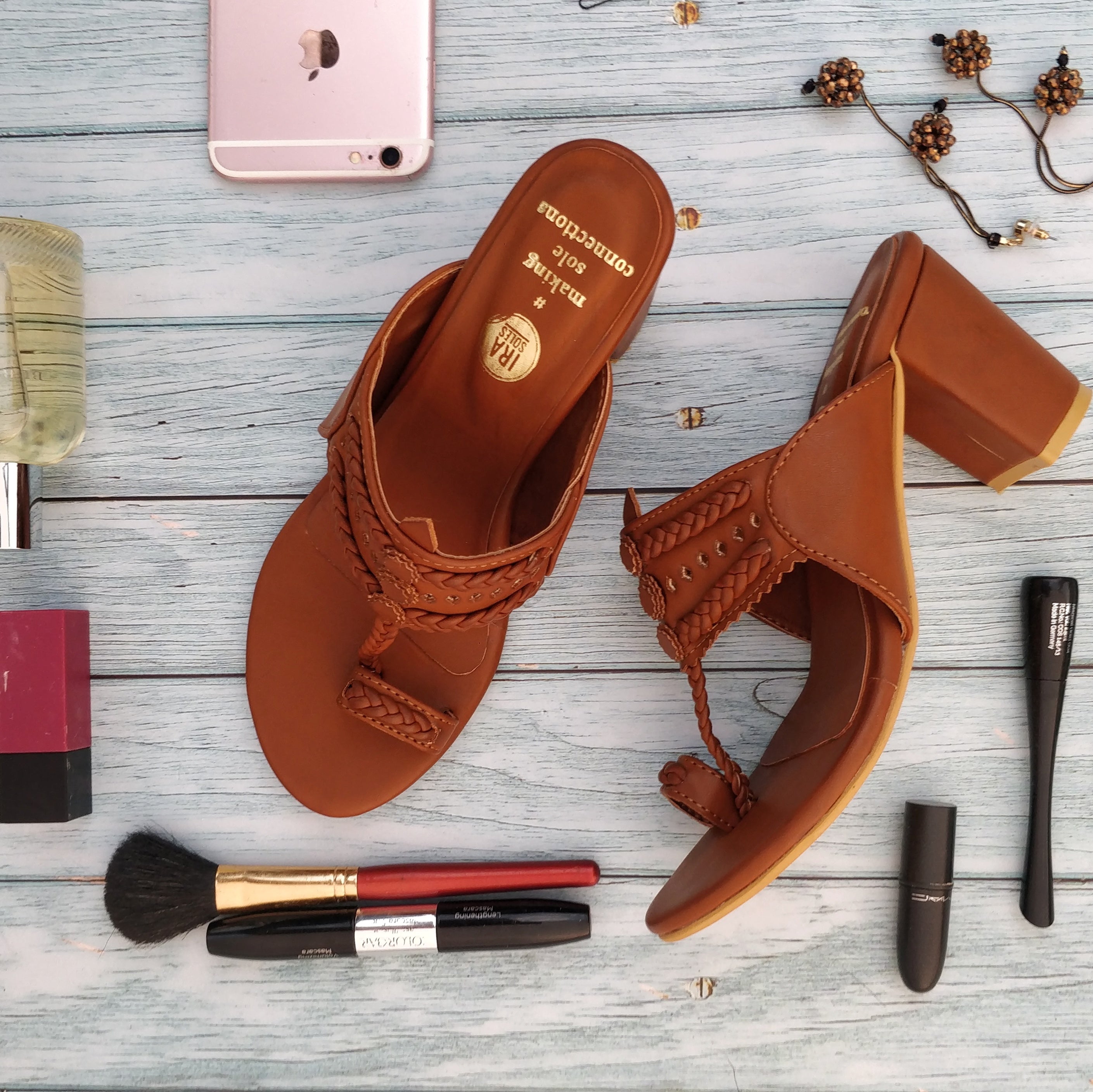 Tan block heels kolhapuri1