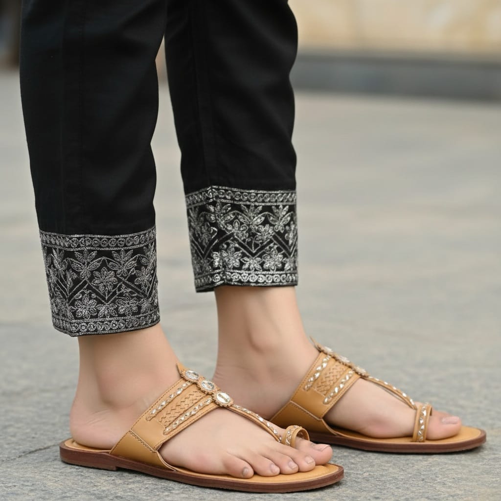 Sparkling Yellow Handcrafted Kolhapuri