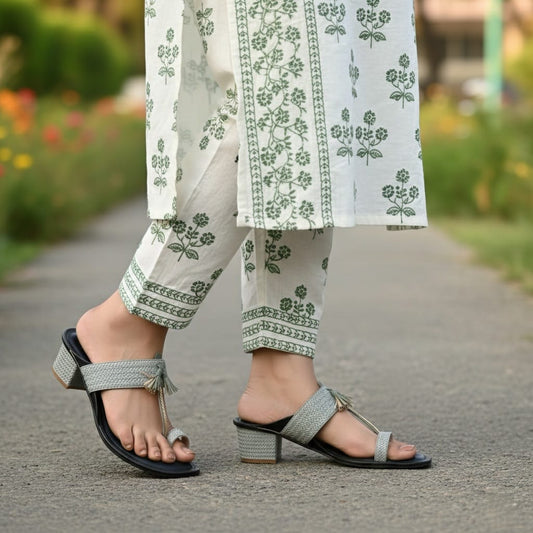 Laurel Green Braided Block Heels