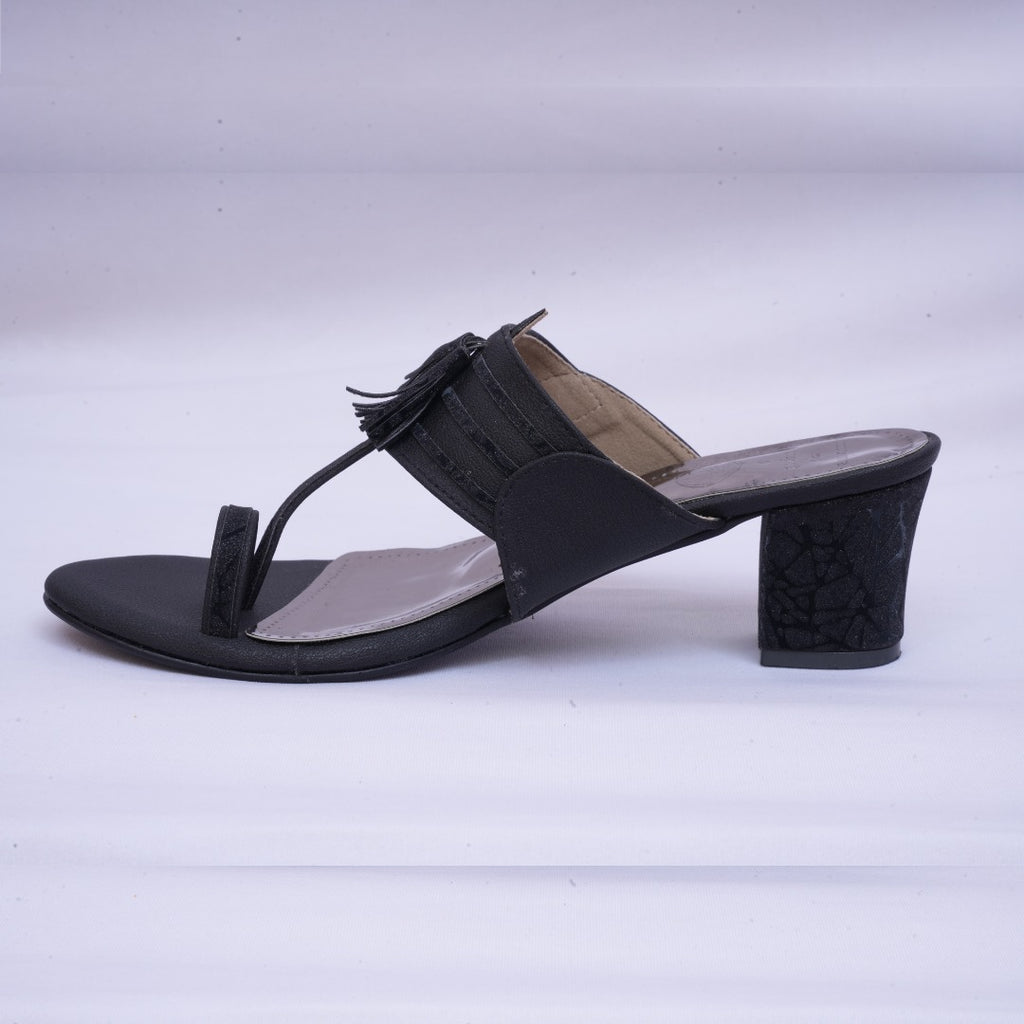 Black Shimmer Block Heels