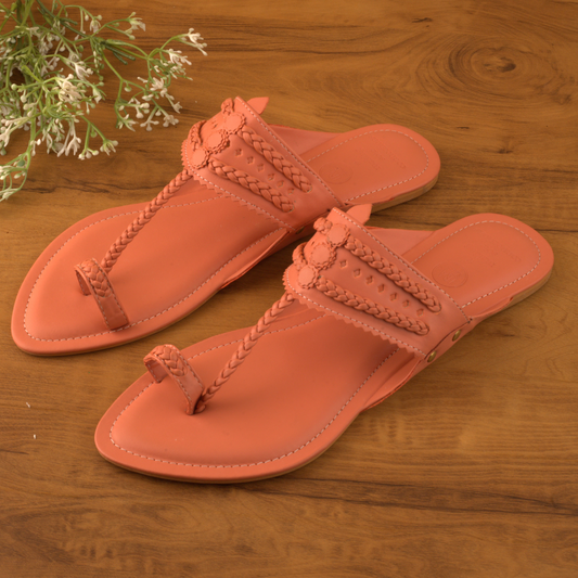 Burnt Orange Faux Leather Kolhapuris