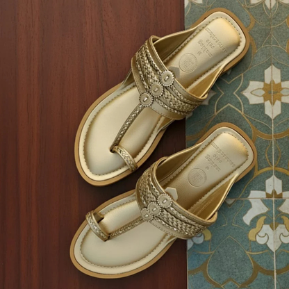 Metallic Gold Handcrafted Kolhapuri