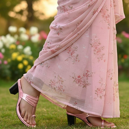 Glossy Pink Holographic Kolhapuri