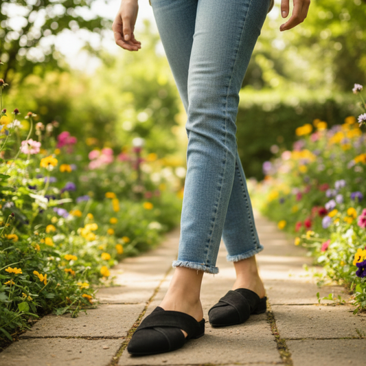 Black Onyx Suede Leather Mules