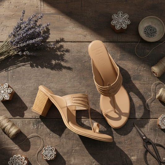 Nut Brown Block Heels