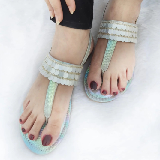 Sling Back Holographic Sandals