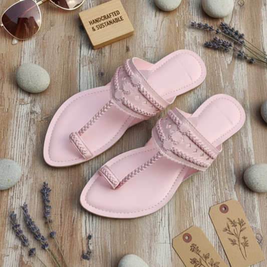 Cotton CandyFaux Leather Kolhapuris