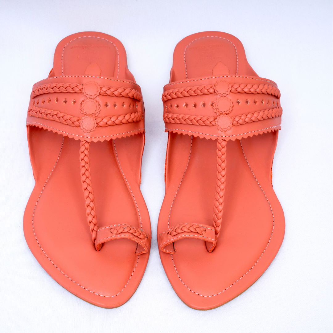 Burnt Orange Faux Leather Kolhapuris