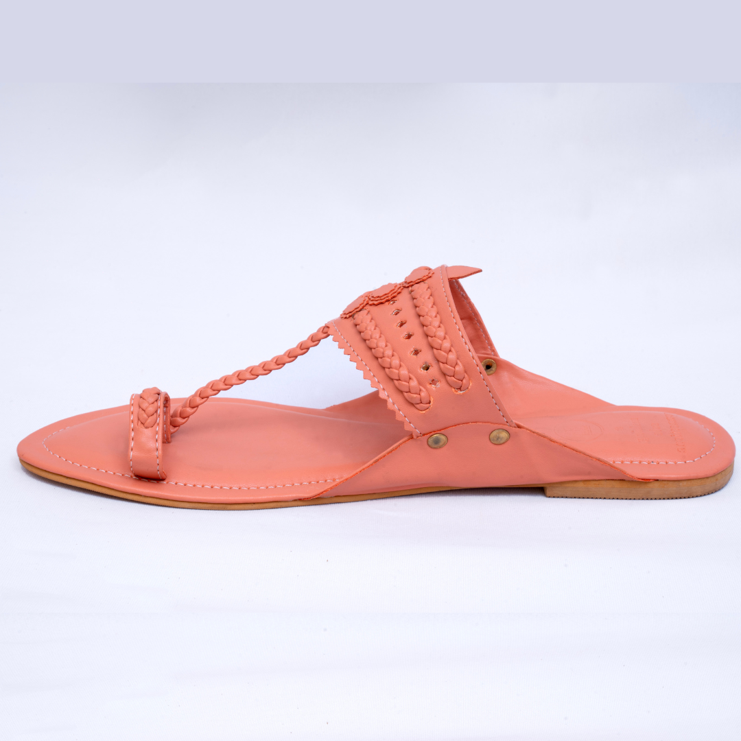 Burnt Orange Faux Leather Kolhapuris