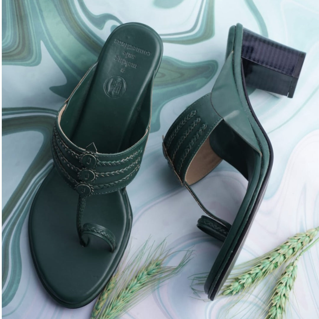 Forest Block Kolhapuri Heels - Main Image