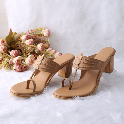 Nut Brown Block Heels