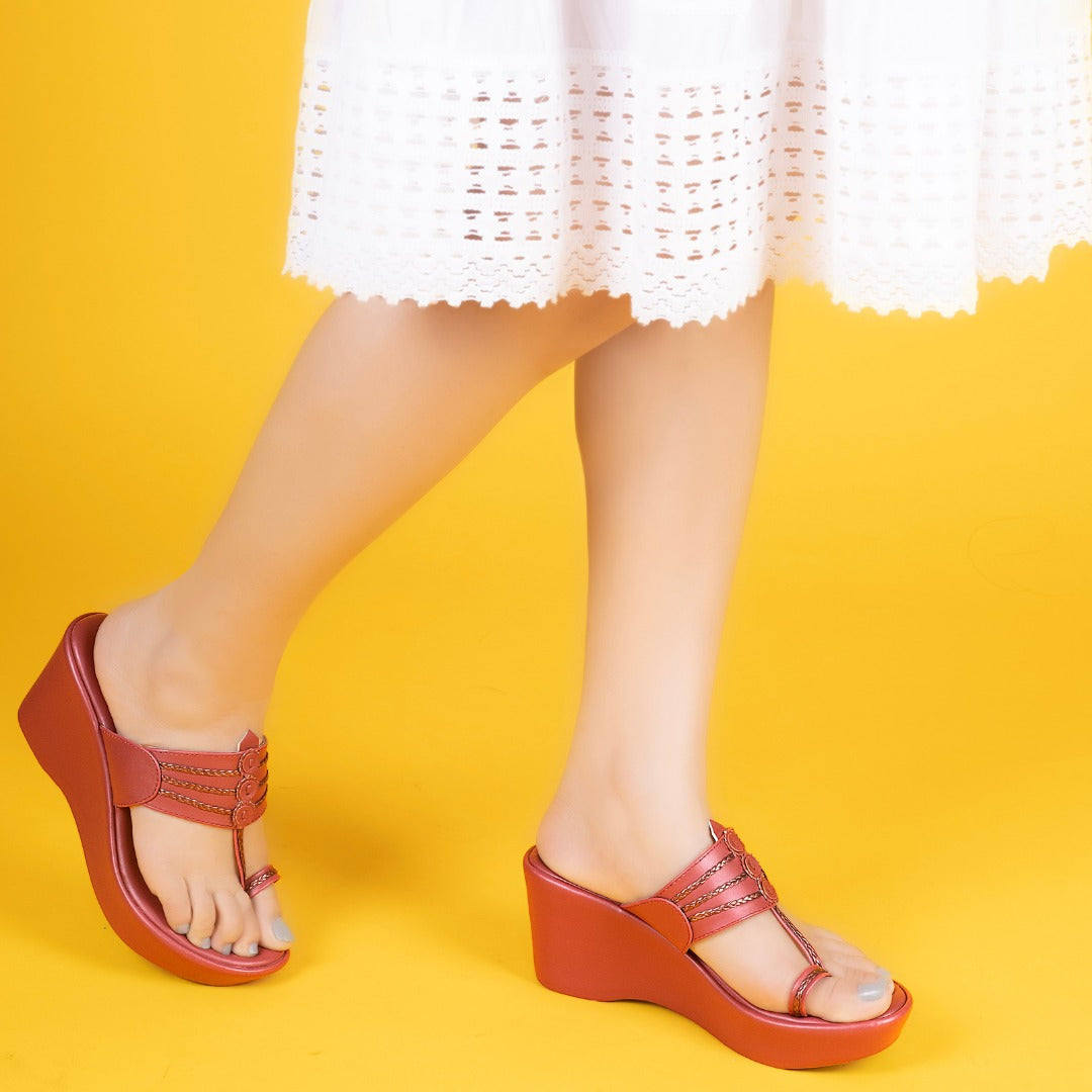 Maroon Constellation  Kolhapuri Wedges