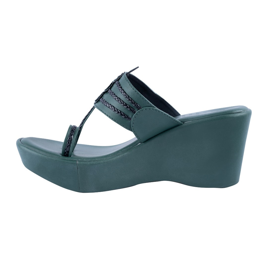 Green Constellation Kolhapuri Wedges