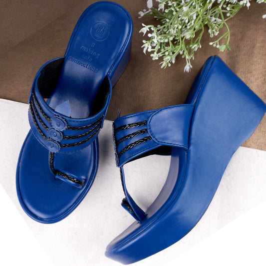 Ink Blue Constellation Kolhapuri Wedges