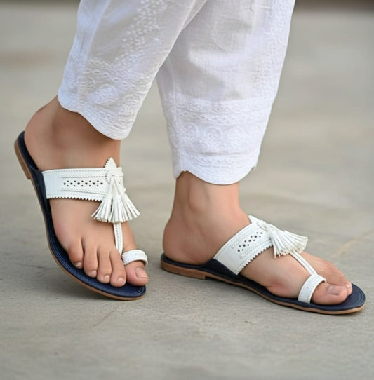 Alphabet Kolhapuri White and Blue