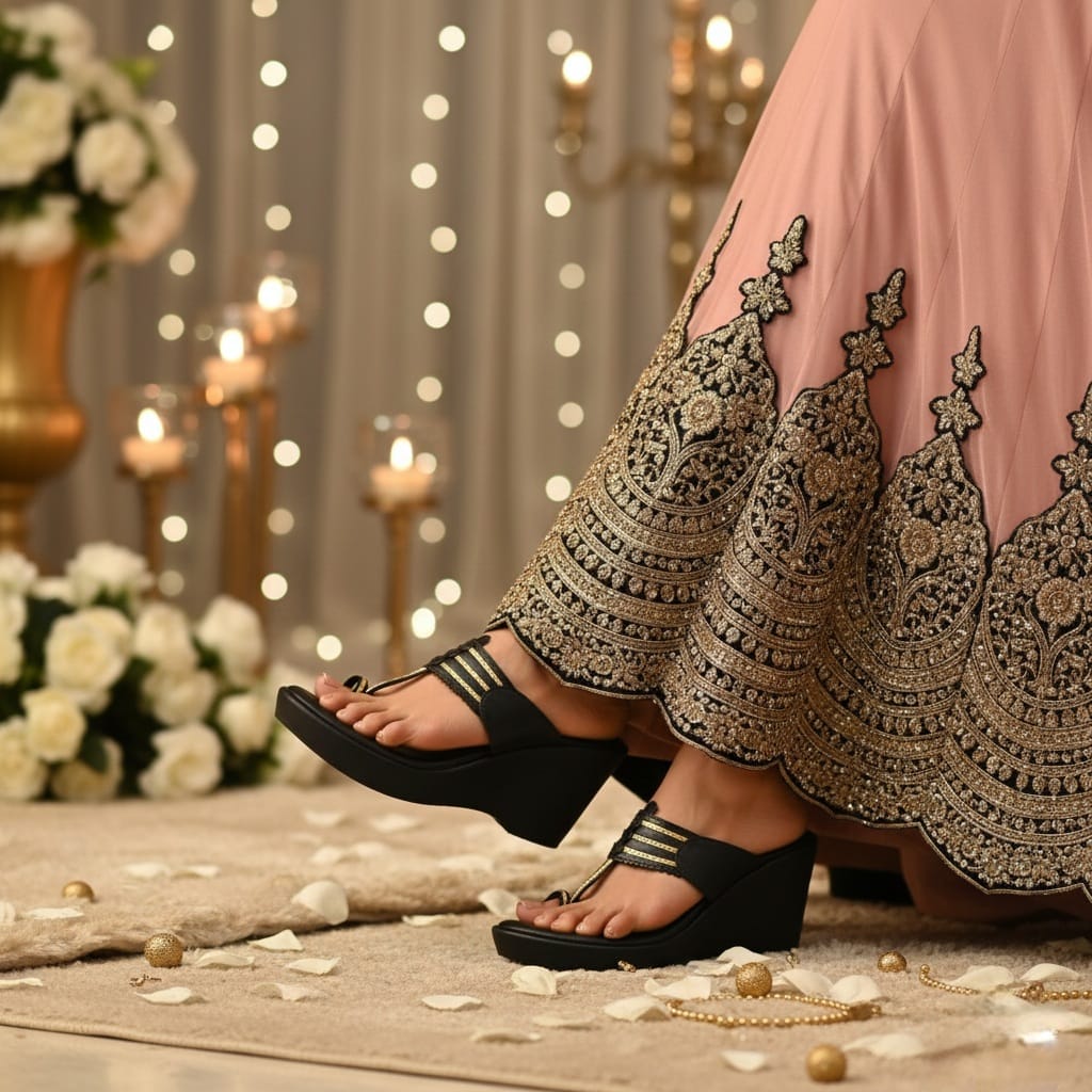 Constellation Black Kolhapuri Wedges