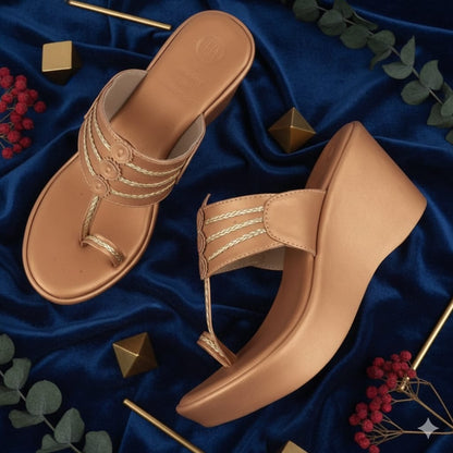 Bronze Constellation Kolhapuri Wedges