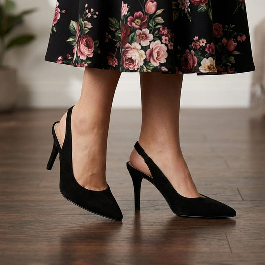 Black Aura Suede Sandal