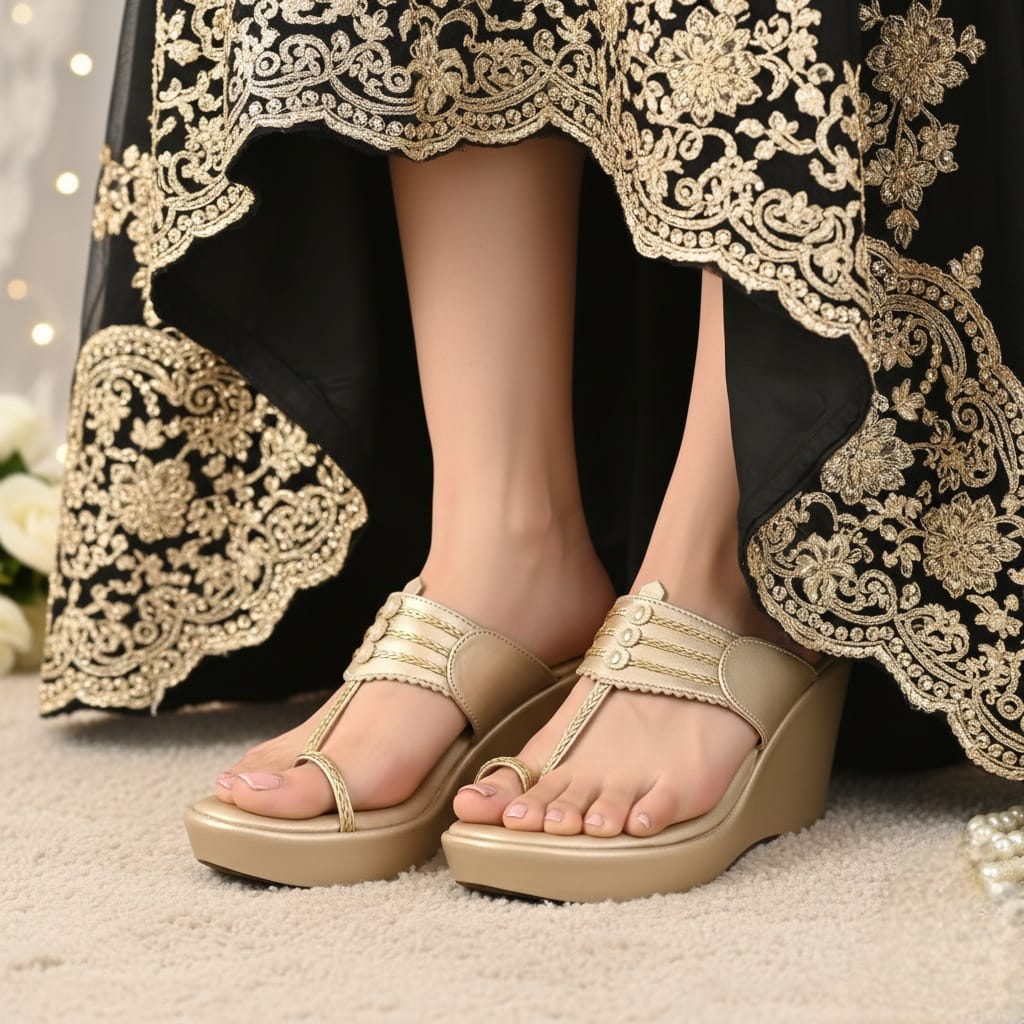 Constellation Gold Kolhapuri Wedges
