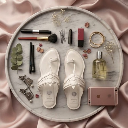 Snow White Faux Leather Kolhapuri