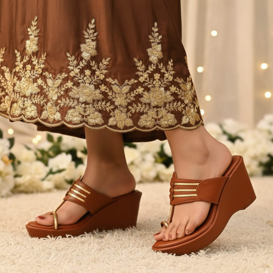 Constellation Tan Kolhapuri Wedges
