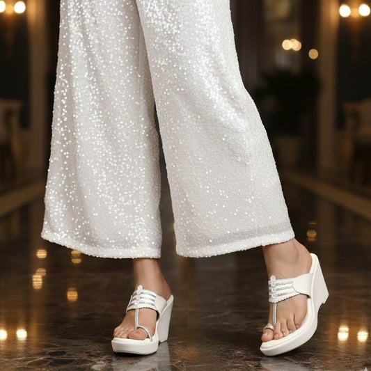 Constellation White Kolhapuri Wedges