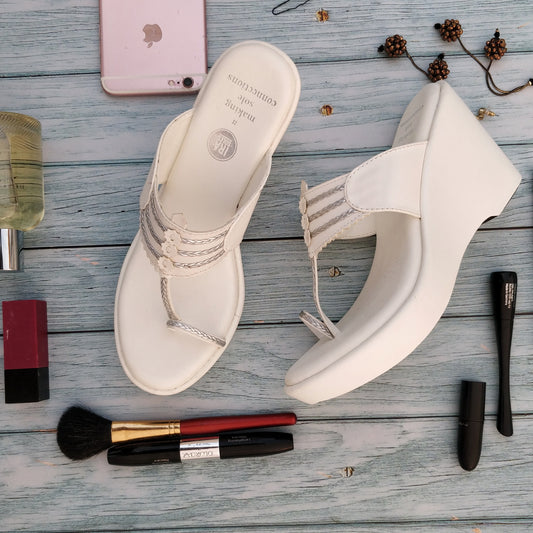 Constellation White Kolhapuri Wedges