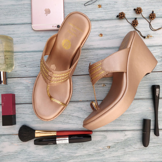 Constellation Rose Gold Kolhapuri Wedges