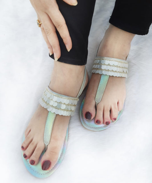 Sling Back Holographic Sandals