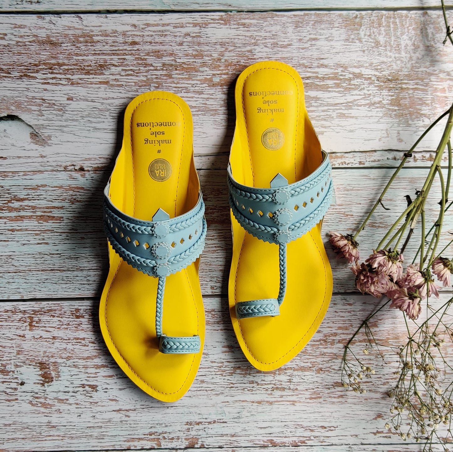 Daffodil sky Faux Leather Kolhapuri